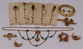 JEWELRY. Assorted Gold Art Nouveau Jewelry.