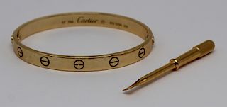 JEWELRY. Cartier 18kt Gold Love Bracelet.