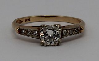 JEWELRY. Vintage 14kt Gold Diamond Engagement Ring