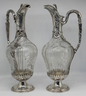 SILVER. Pair of Signed French .950 Silver Mounted