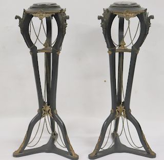 Pair Of Victorian Ebonised And Gilt Metal