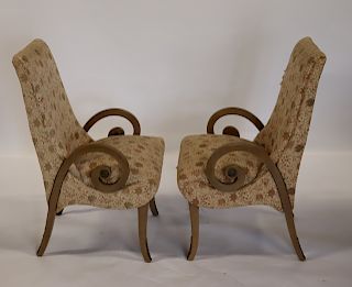 Pair Of Neoclassical Style Upholstered Chairs.