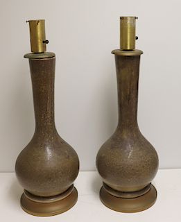 MIDCENTURY. Pair Of Large Porcelain Lamps.