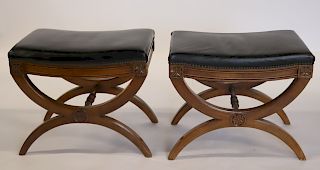 KINDEL. Signed Pair Of Neoclassical Style Benches
