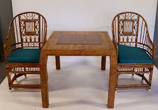 Attributed To Karl Springer Bamboo Game Table And