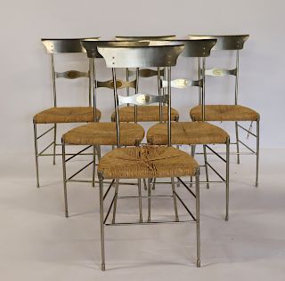 6 Vintage Firenze Polished Steel Chairs.