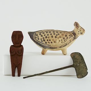 Grp: Chancay Deer Vessel Chancay Wood Figure Moche Copper Tupu Pin