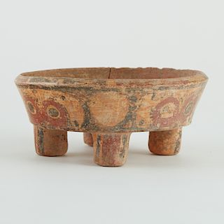 Maya Polychrome Pottery bowl w/ Rattle Foot
