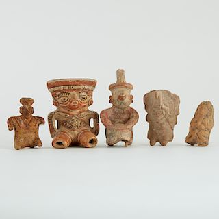 Grp: 5 Pre-Columbian Pottery Figures Veracruz Colima Nayarit Chiquimulilla Nicoya