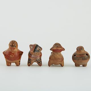 Grp: 4 Diquis Pre-Columbian Polychrome Ceramic Whistles