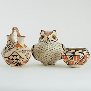 Group of 3 Acoma Pueblo Pottery Pieces