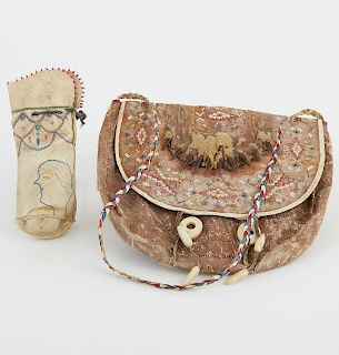 Inuit Sealskin bag and Naskapi Caribou Skin Bag