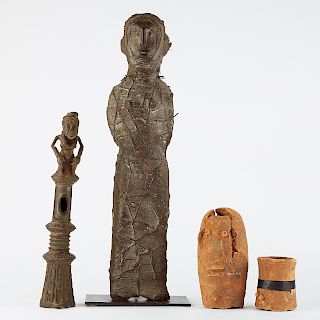 Grp: 3 African Objects Benin Bronze Staff Head