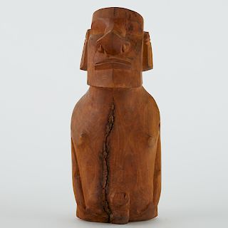 Easter Island Rapa Nui Carved Wooden Moai Figure 