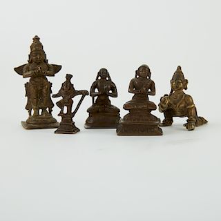 Group of 5 Small Indian Bronzes