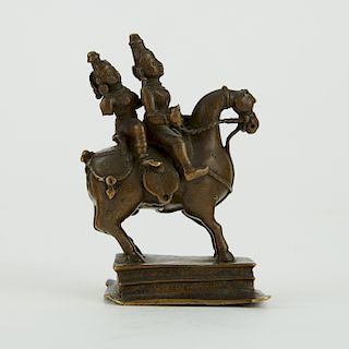 Mughal Indian Bronze of Khandoba and Mahalsa