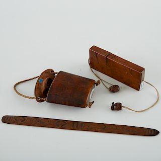 Grp: Japanese Tobacco Box, Wood Inro, Ainu Prayer Stick