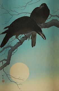 Ohara Koson "Crows in Moonlight" Japanese Woodblock Print