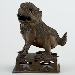 Tibetan Bronze Foo Dog Censer