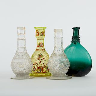 Grp: 3 Bohemian Hookahs and 1 Persian Saddle Flask