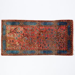 Small Silk Sarouk Persian Rug Carpet
