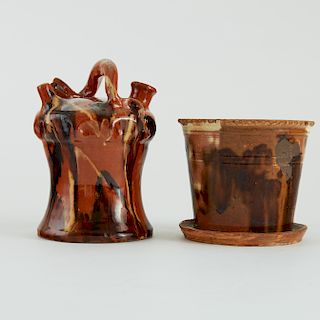 Group of 2 Pennsylvania Redware Vessels