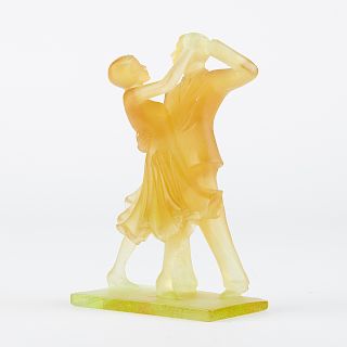 Daum Nancy Art Glass Amber Dancing Couple Figurine