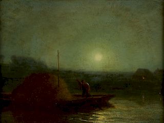 Benjamin Eggleston "Moonlight on the Lieutenant" Oil on Canvas