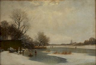 Georg Emil Libert Winter Landscape Painting Oil on Canvas