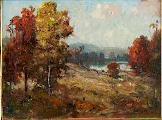 Knute Heldner "September Day" Oil on Canvas-Laid Board 