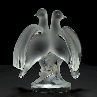 Lalique "Ariane" Glass Pair of Doves Figurine