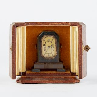 French Art Deco Traveling Clock w/ Original box