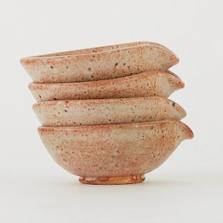 Warren MacKenzie Group 4 Spouted Studio Pottery Bowls
