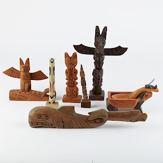 Grp: 7 Pacific Northwest Carved Wooden Sculptures