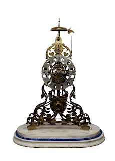 19th C. English Skeleton Clock in Dome