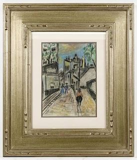 Maurice Utrillo Signed 1924 Pastel, French Street