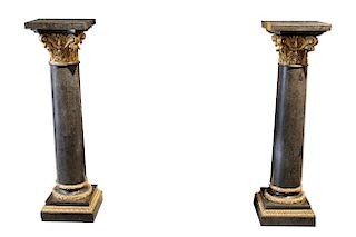 Pair, Large Neoclassical Carved Marble Pedestals