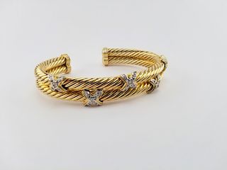 14K Gold & Diamond Bangle Bracelet