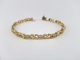14K Gold & Diamond Tennis Link Bracelet