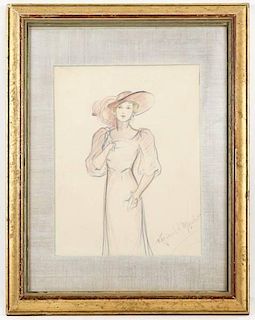 Reginald Marsh, Drawing of a Woman, Signed