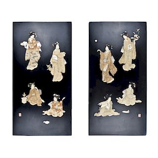 Japanese Lacquer Inlaid Panels