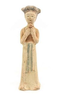 Chinese Tang Dynasty Figure of Woman w/Bird