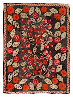 A Poppy Flower Decorated Hooked Rug