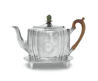 An Irish George III Silver Tea Kettle and Stand