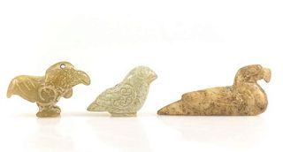 Group of 3 Small Stone Bird Carvings in Soapstone