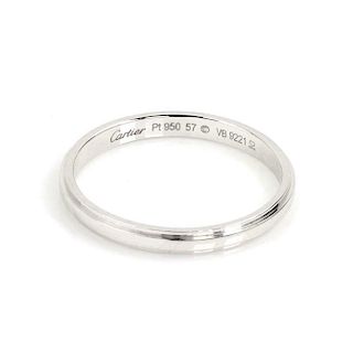 Cartier Platinum 2.5mm Wide Ridge Style Wedding Band Ring Size 57-US 8 