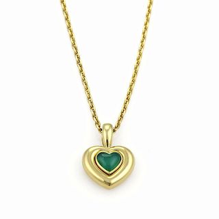 Van Cleef & Arpels Green Onyx 18k Heart Pendant Necklace 