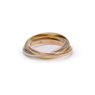 Cartier Trinity 18k Tricolor Gold 2mm Rolling Band Ring Size 54-US 6.75 