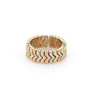 Bulgari 18k Tricolor Gold Spiga 7.5mm Cuff Band Ring Size - 7.5 
