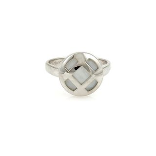 Cartier Pasha Mother of Pearl 18k White Gold Round Top Ring Size 5 